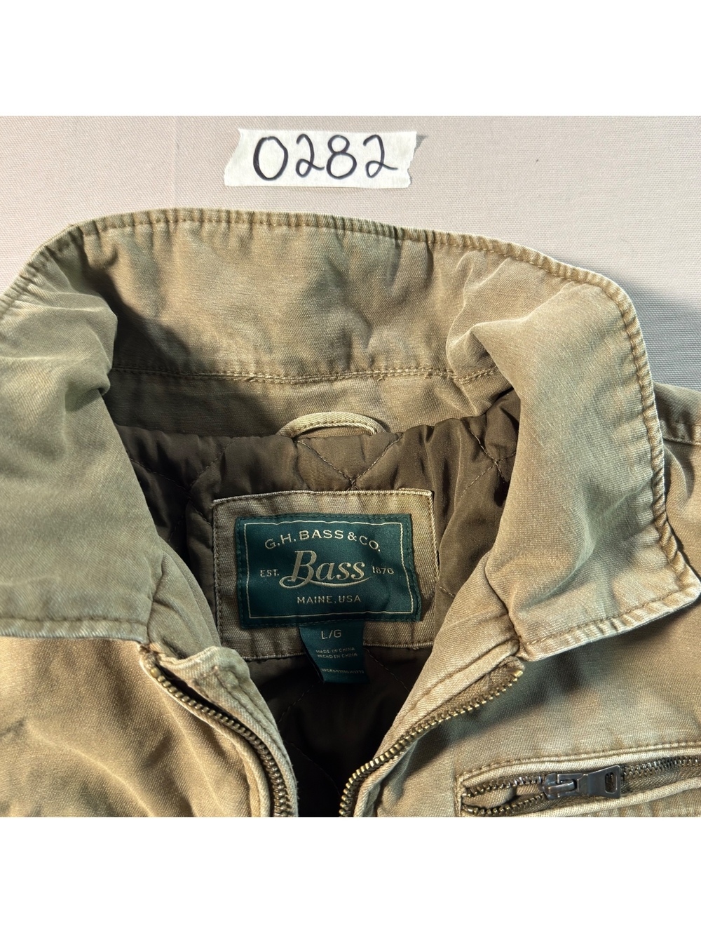 Bass Men's Tan Cotton Utility Jacket w/ Polyester Lining, L